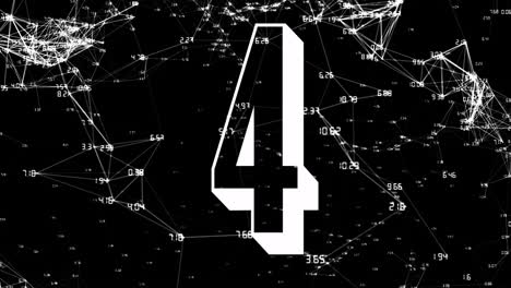 número 5 animación a través de la red de conexiones y puntos de datos