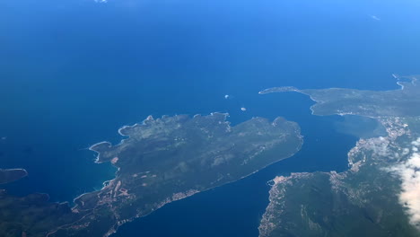 view from the airplane window on the islands of croatia