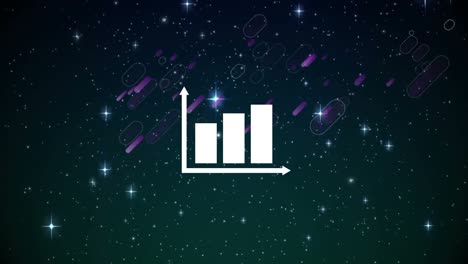 Animation-Des-Diagrammsymbols-Mit-Violetten-Lichtfackeln-Auf-Dem-Hintergrund-Des-Nachthimmels