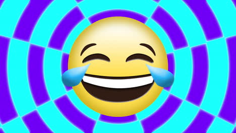 animation of emoji icon over moving shapes