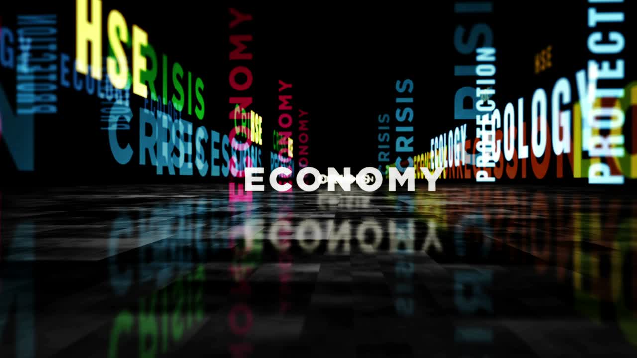 Speed flight over Crisis text loop abstract concept