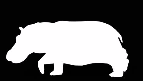 a hippopotamus running on black background with alpha channel included at the end of the video, 3d animation, side view, animated animals, seamless loop animation