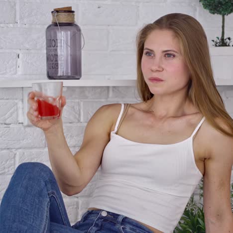 fit woman drinking juice