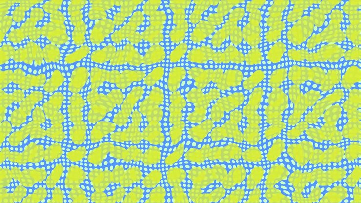 Colourful trippy 2D psychedelic abstract background animation motion graphics geometric shape pattern blue yellow green