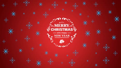 Animation-of-snowflakes-and-christmas-greetings-on-red-background