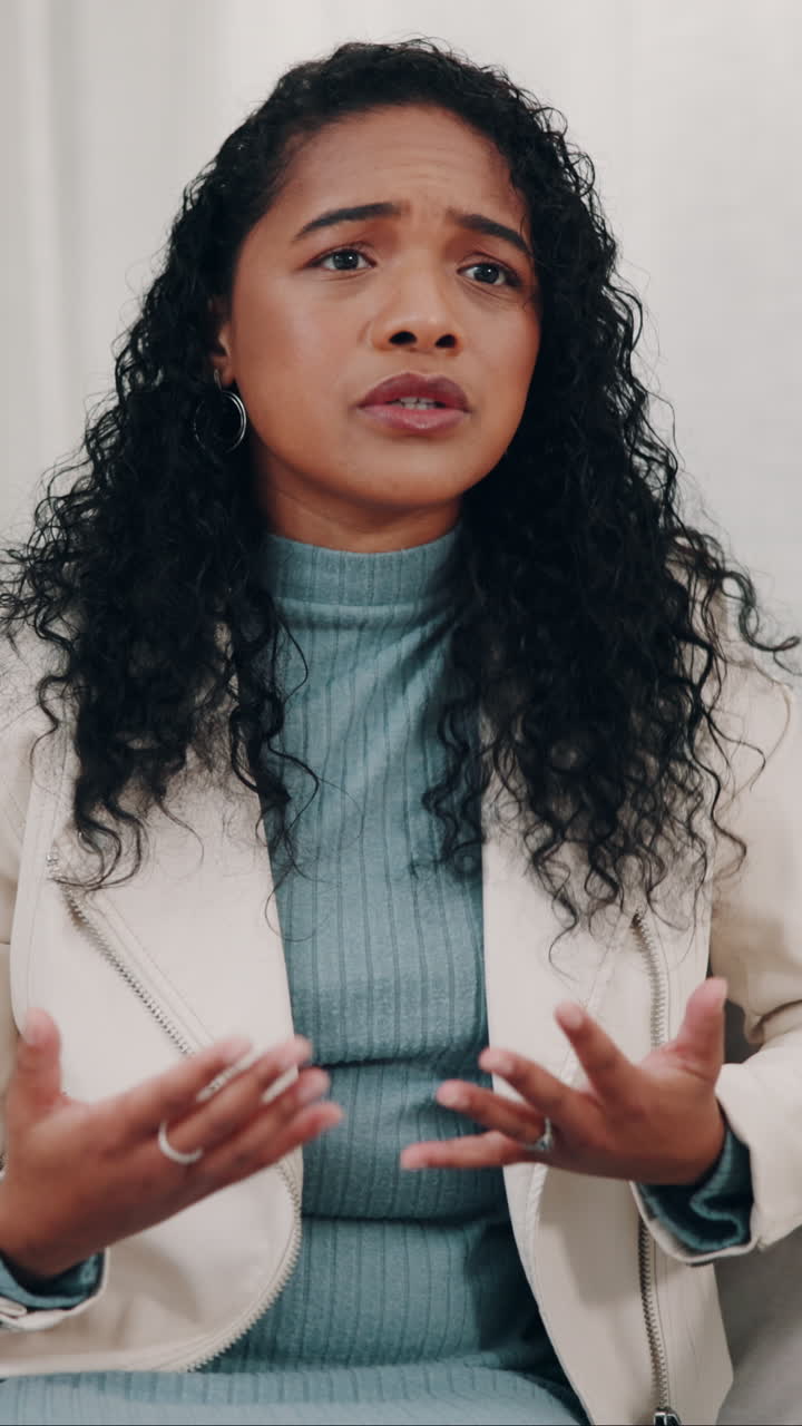 Woman Talking and Gesturing Expressively in a Close-up Shot