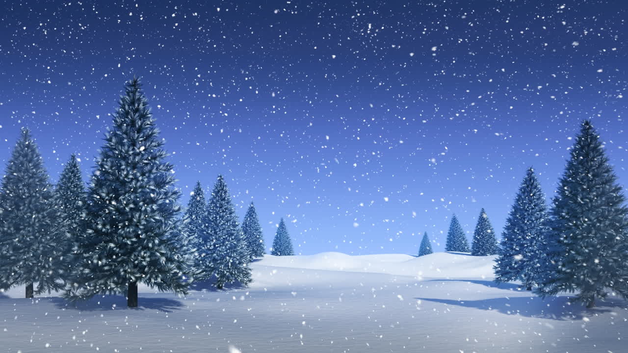 Winter scenery and falling snow