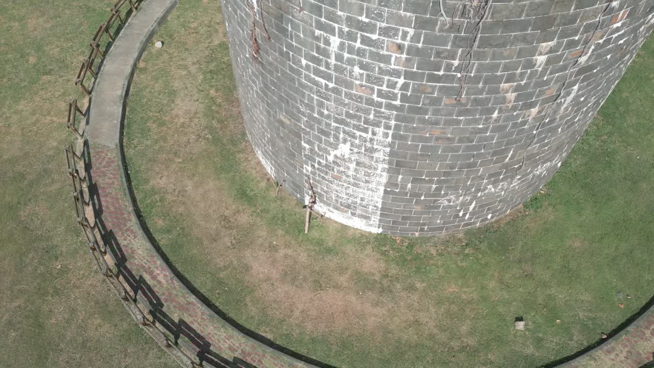 Mauritius - Port Louis -Wall detail of the round stone defence tower Martello type