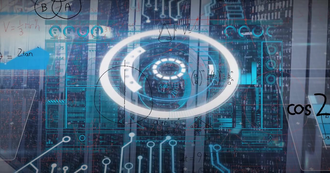 Animation of data processing over server room
