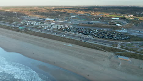 quiet beach scenery in zandvoort holland in the netherlands - aerial shot