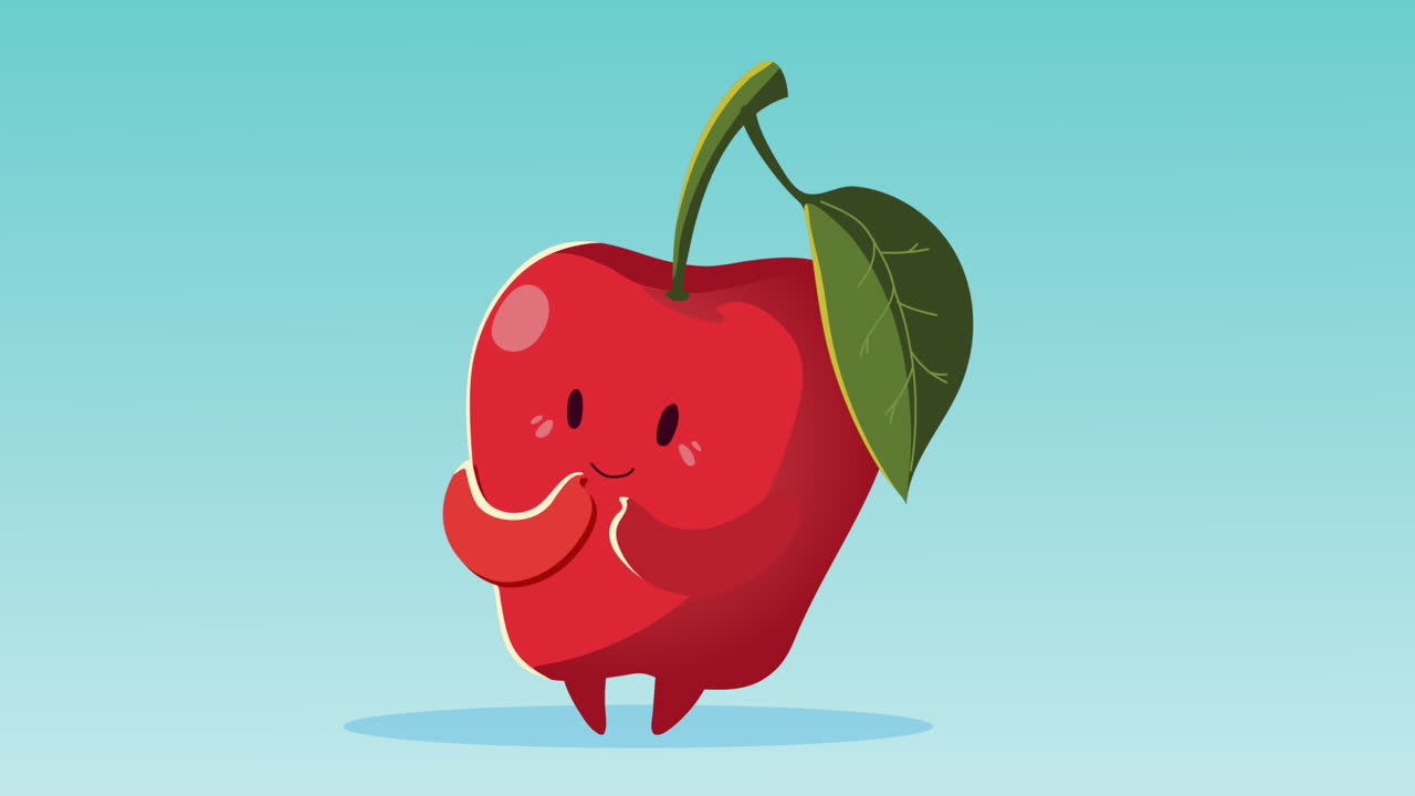 animación de personajes de frutas de manzana