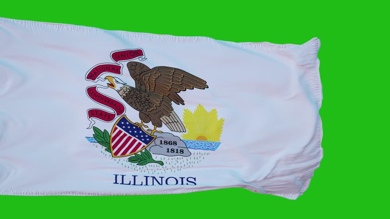 bandera de illinois en pantalla verde. perfecto para su propio fondo usando pantalla verde. renderización 3d