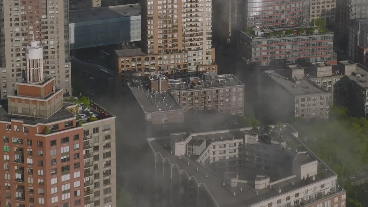 Cityscape with Buildings and Fog