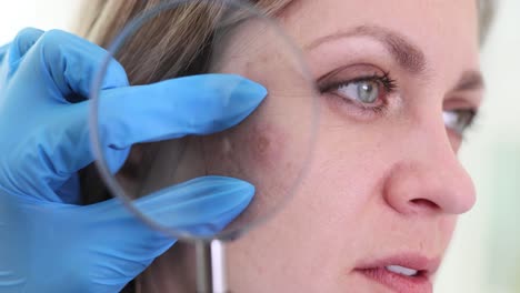 dermatological examination of a woman's skin