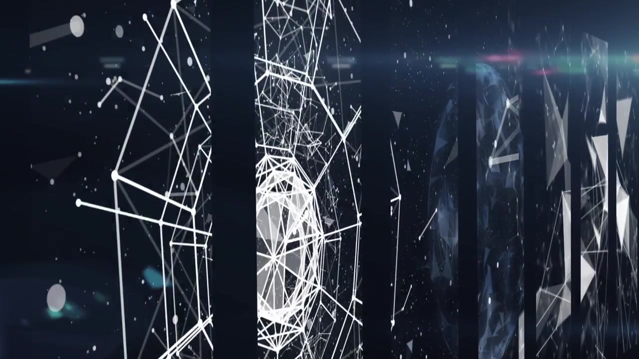 Animation of loading bar over network of connections on black background