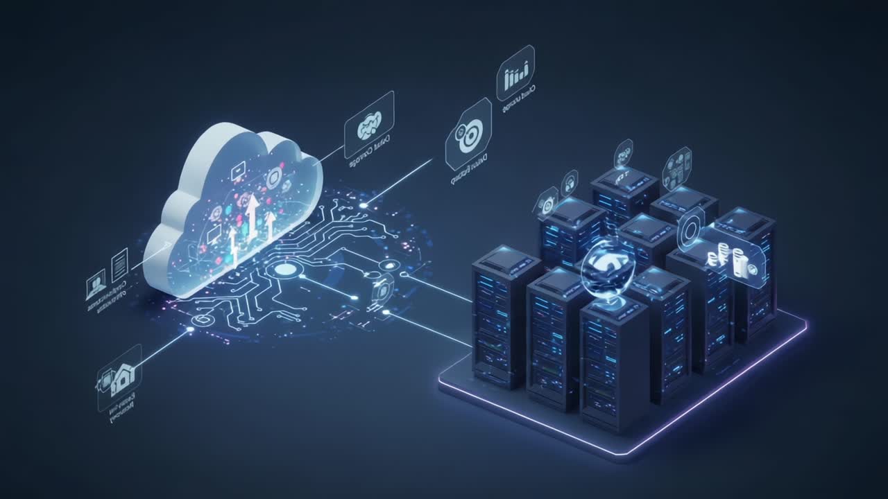 Visual Representation of Cloud Computing and Data Storage Architecture: A Modern Overview of Cloud Integration with Advanced Server Technology