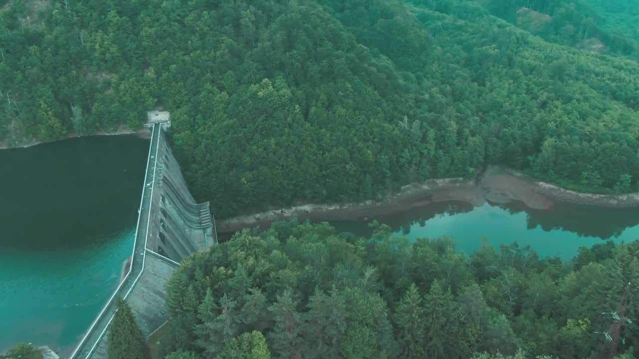 Aerial 4k drone shot of Firiza dam in Romania