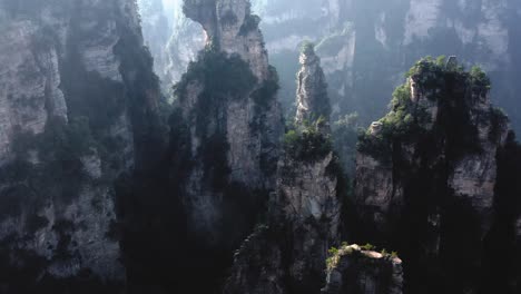 breathtaking zhangjiajie avatar giant rocks in scenic cinematic aerial view