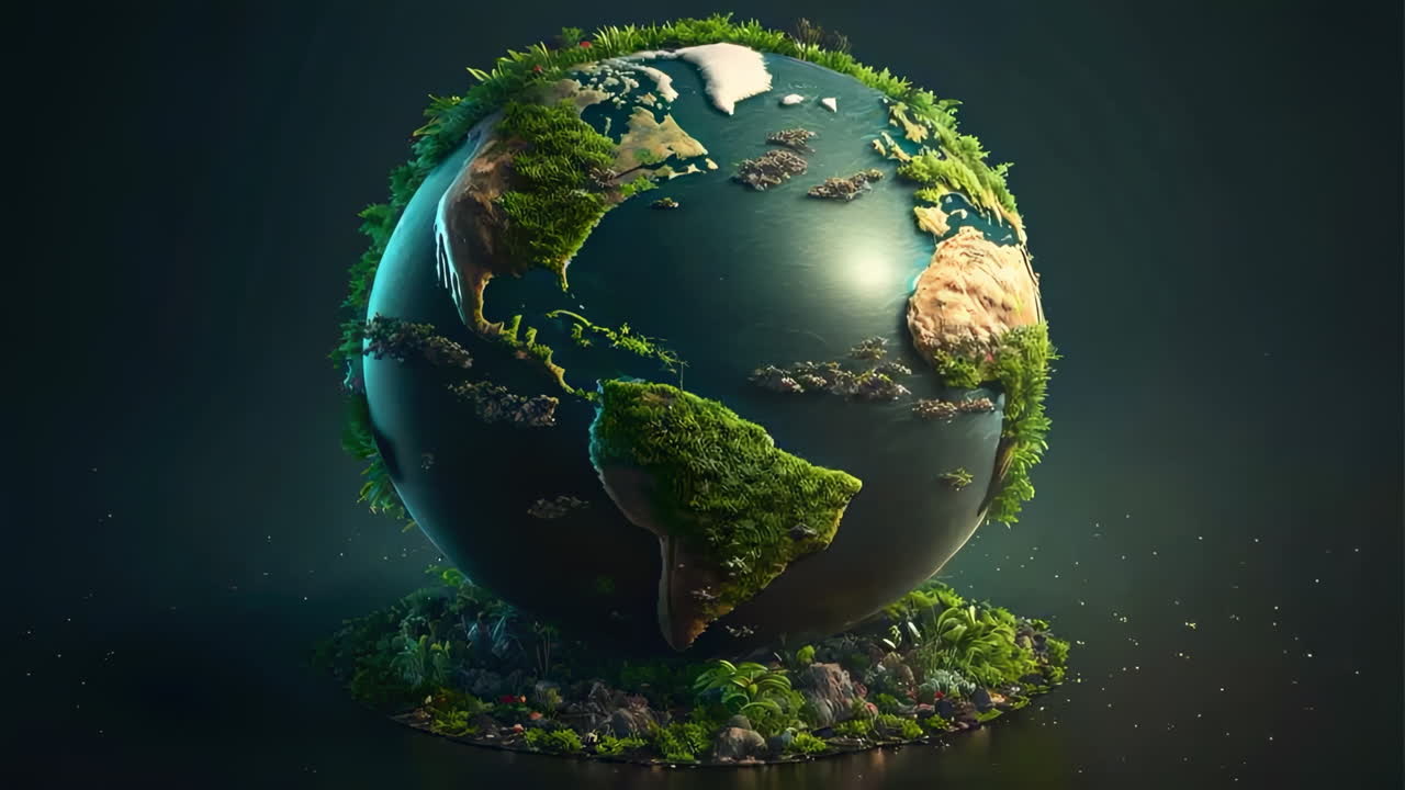 Miniature Green Earth Globe Illustration
