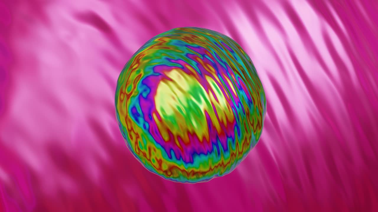 colorida abstracta esfera brillante girando y deformando su forma, gráficos de movimiento en bucle