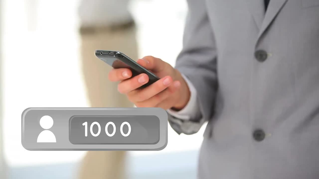 icono de perfil y hombre usando un teléfono inteligente