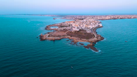 aerial view of a coastal town on a peninsula