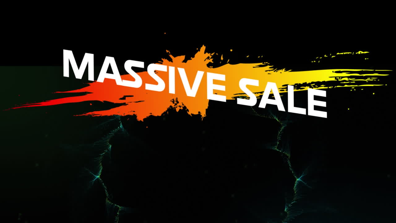 모양 위에 대규모 판매 텍스트의 애니메이션