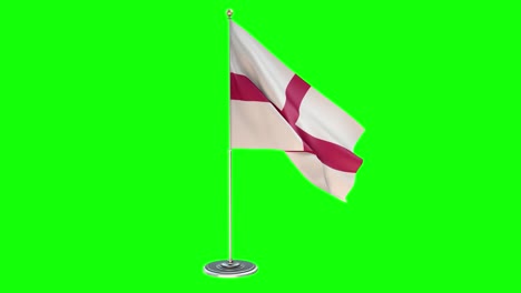 england 3d looping illustration of small flag pole on chroma key background