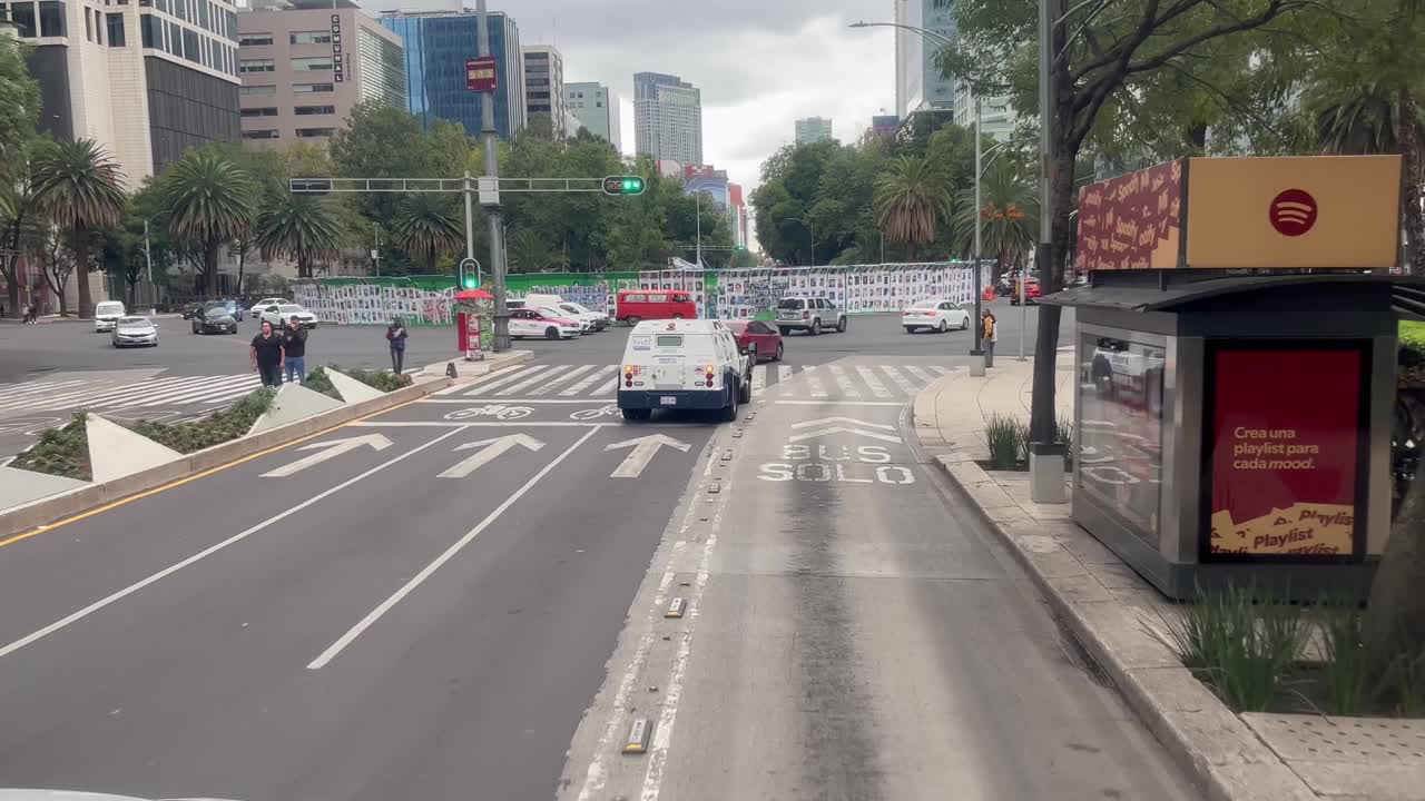 Mexico City Street Scene: Busy Urban Traffic and Cityscape