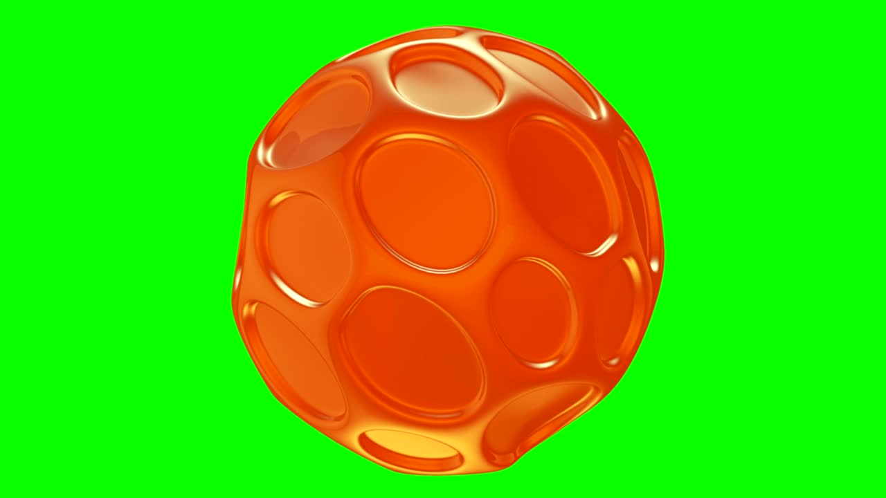초록색 화면에서 회전하는 오렌지색의 추상적인 공