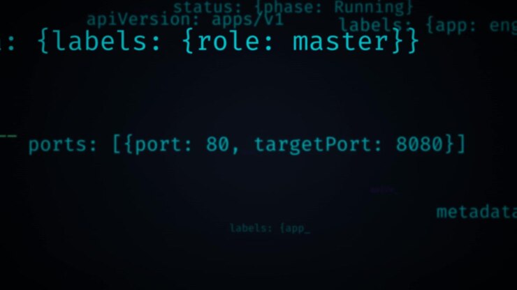 Digitaler Code mit Kubernetes-Konfiguration und Netzwerk-Ports