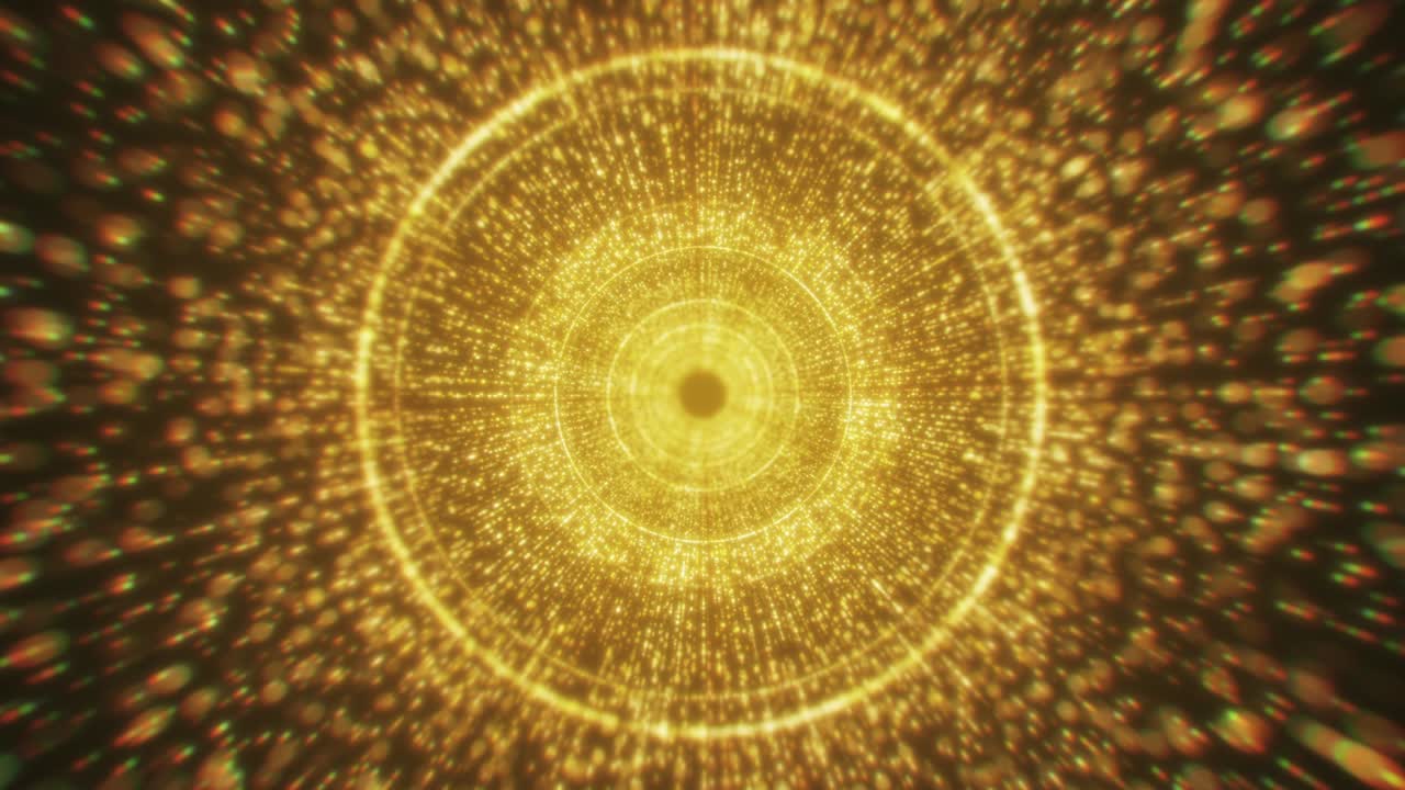 modernas partículas de oro abstracto círculo túnel bucle de fondo
