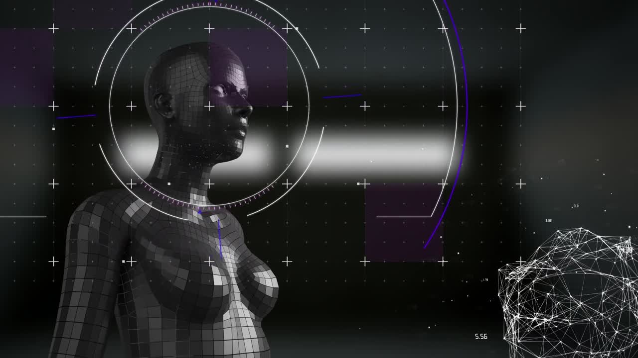 Animation of scope scanning and data processing over human body