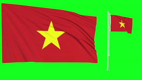 green screen waving vietnam flag or flagpole