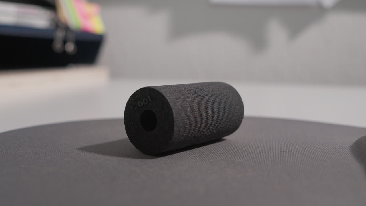 Close shot of a small foam roller for massaging hands