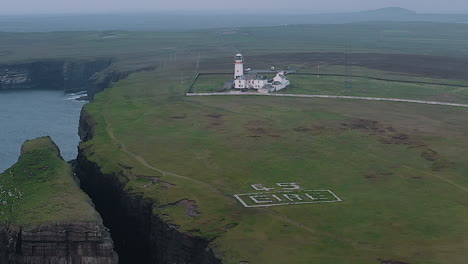 Zoom-De-Muñeca-Aérea,-La-Estación-Del-Faro-De-Loop-Head-Es-El-Principal-Punto-De-Referencia-En-La-Orilla-Norte-Del-Río-Shannon-En-El-Oeste-De-Irlanda