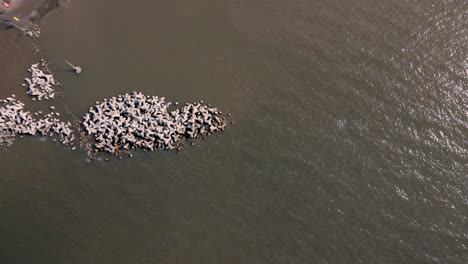 Top-down-slide-shot-of-a-boulder