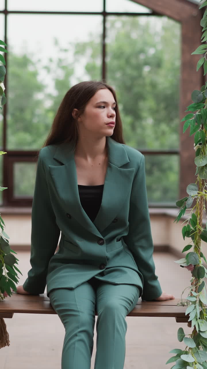 Woman manager seeks solace on swings. Businesswoman finds temporary ...