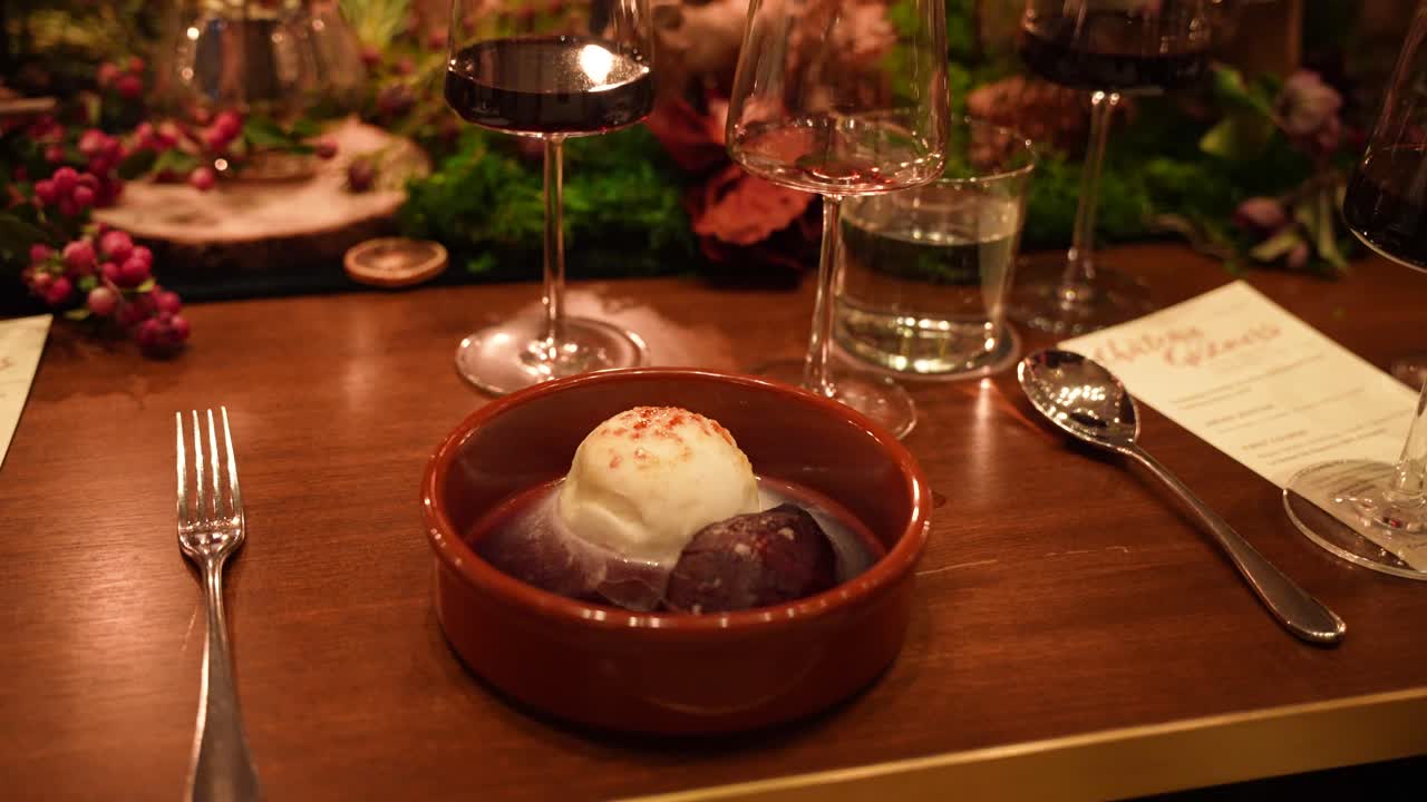 Elegant Dessert Plated on Table at Private Dinner – Luxurious Dining Experience