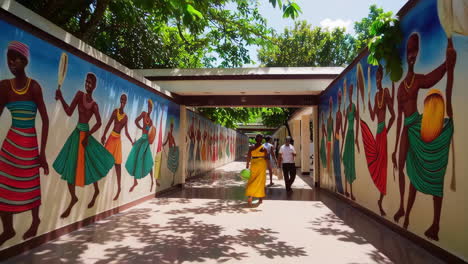 african art corridor in a hospital