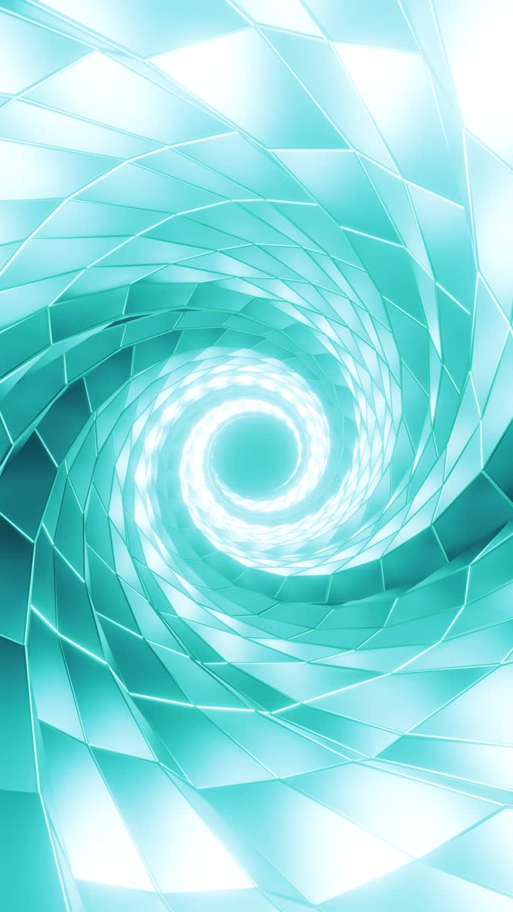 3D animation of glowing neon spiral abstract tunnel