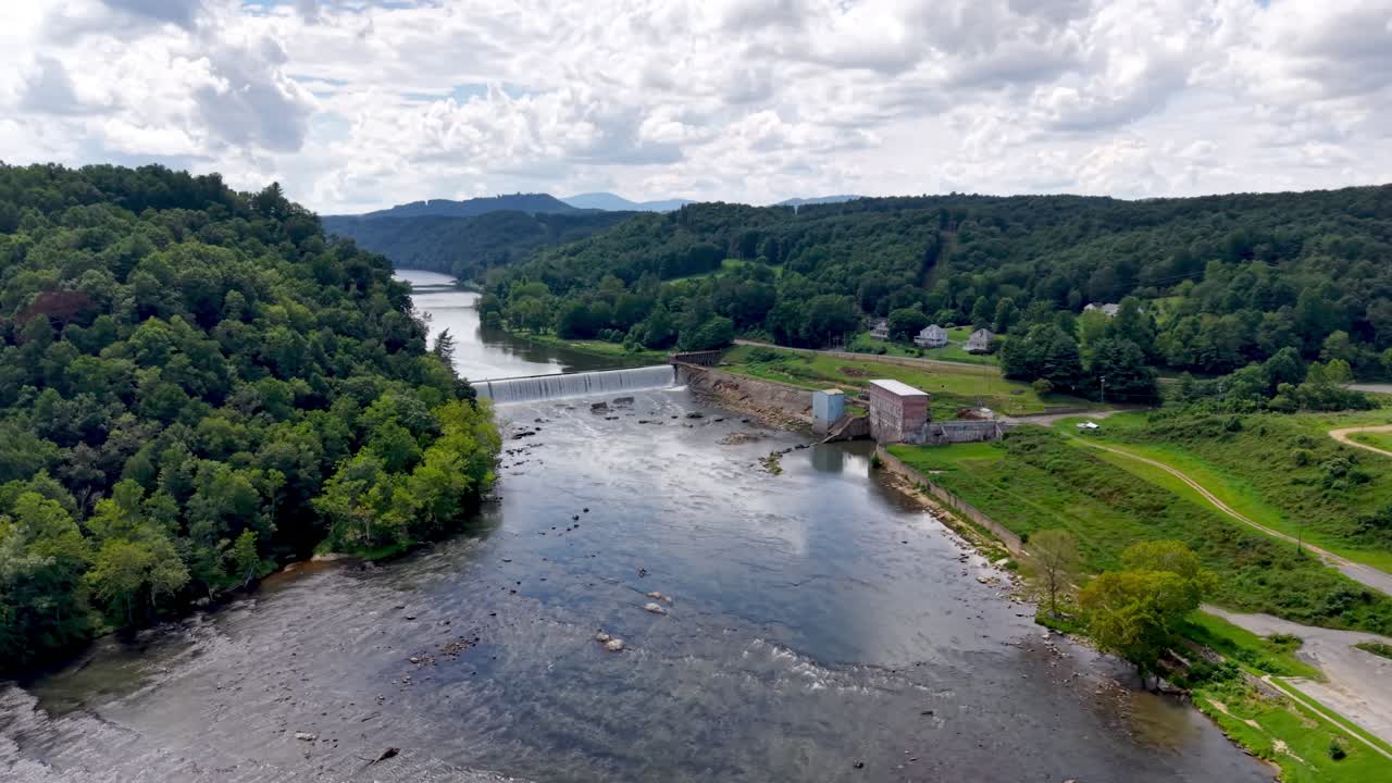 aerial of the new river in fries virginia