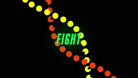 Animation-of-fight-text-over-dna-strand-on-black-background