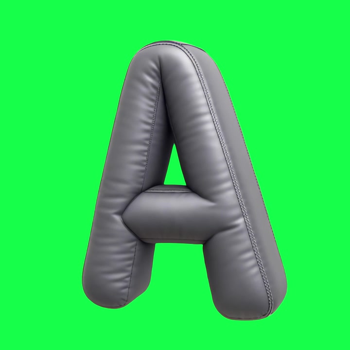 Lettera A animata in 3D in rotazione su schermo verde