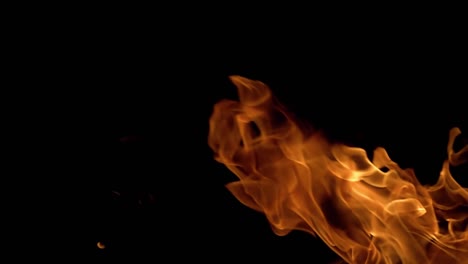 Flames-of-fire-on-black-background-in-slow-motion