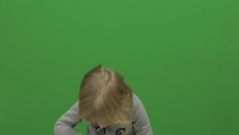 Kid-girl-on-a-Green-Screen,-Chroma-Key.-Happy-three-years-old-girl