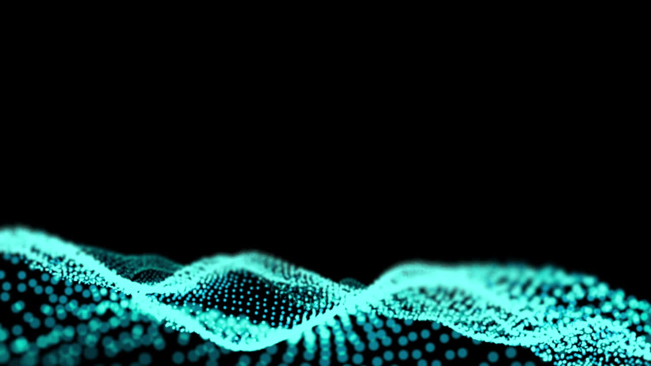 Animation of brain made of business texts over moving spots on black background
