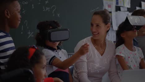 animación de ecuaciones matemáticas sobre escolares utilizando auriculares vr