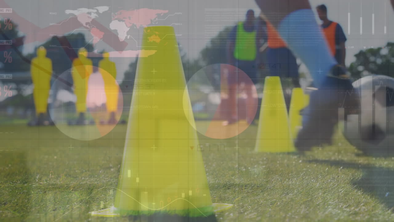 animación del procesamiento de datos financieros sobre jugadores de fútbol