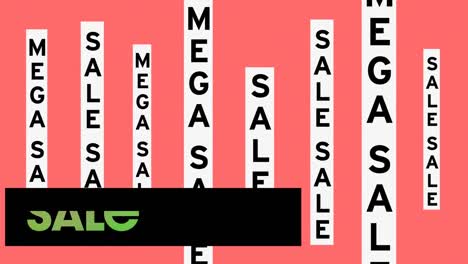 animation of mega sale text on pink background